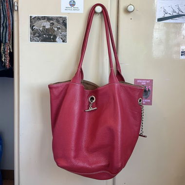 Borsa a mano in pelle rossa