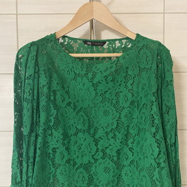Zara Blouse Dentelle Verte L