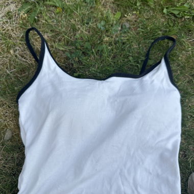 White spaghetti top with black straps