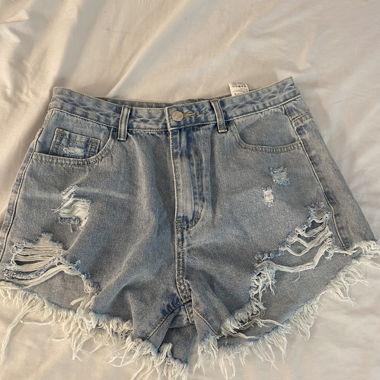 Fringed Denim Shorts