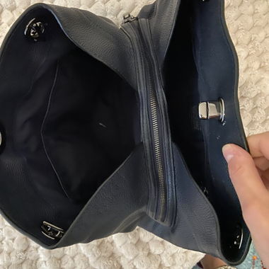 Coach Lederschultertasche in Dunkelblau