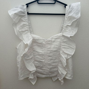 White Linen Blend Blouse XS