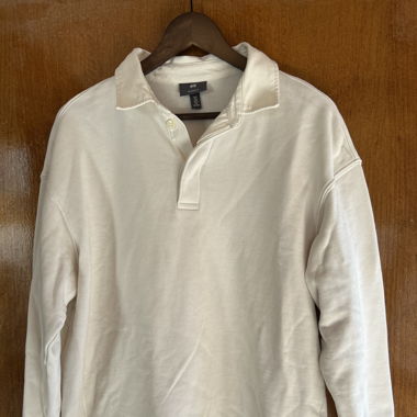 Polo à mâché longue blanc