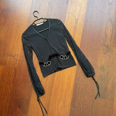 Black Blumarine Cardigan with Lace Sleeves