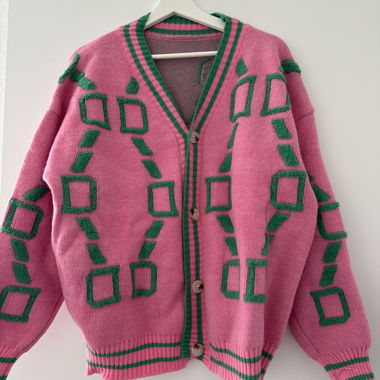 Cardigan pink / grün