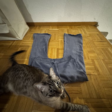 pantaloni lounge a gamba larga blu-grigio