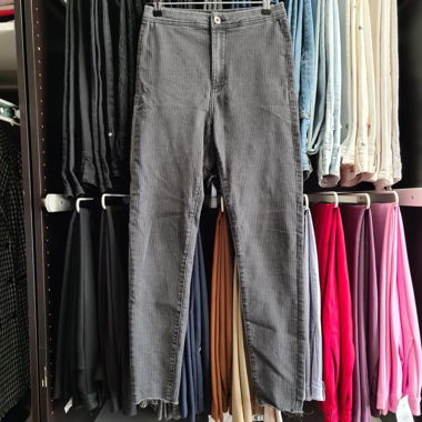 Bershka Pinstriped Skinny Jeans Dark Grey