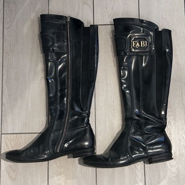 vintage black boots made in italy genuine leather