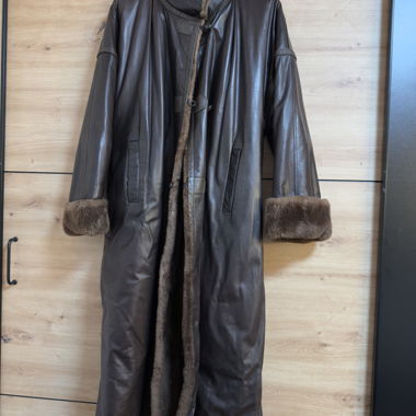 Vintage gefütterter Lammfell Pelz/Ledermantel 