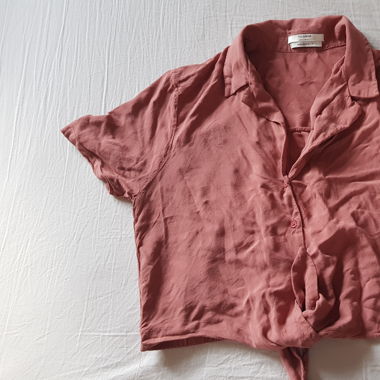 Cropped button up top with tie