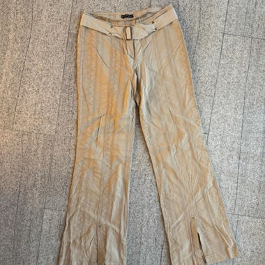 Vintage Stoffhosen, beige mit Gürtelschnalle