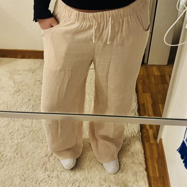 Airy beige linen trousers