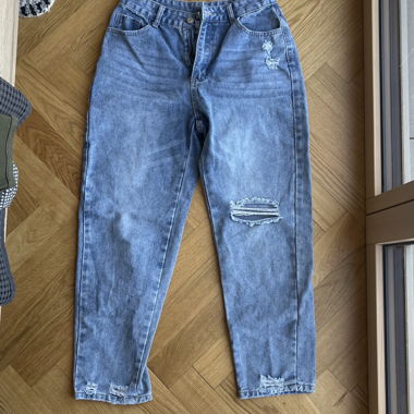 High-Waist Ripped Jeans