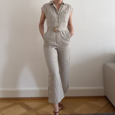 Stylish Linen Jumpsuit Summer Beach Safari Look