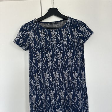 Mango Navy Patterned Knit Dress – Size XS
