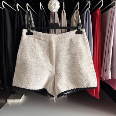 Maje tweed shorts white black trim