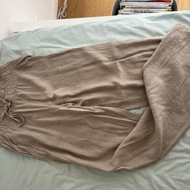 Pantalon fluide plisse beige
