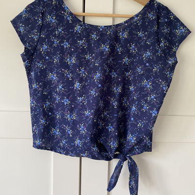 Blue Floral Cropped Top