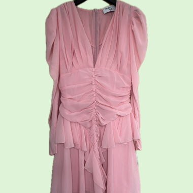 Mini abito rosa con arricciature
