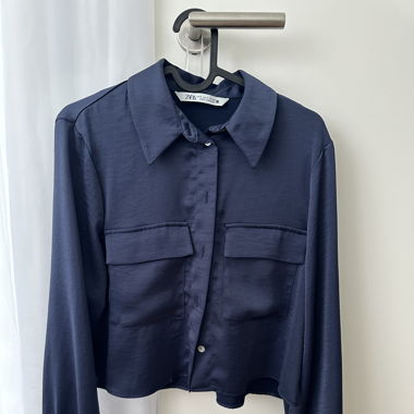 Crop Blouse in Blau