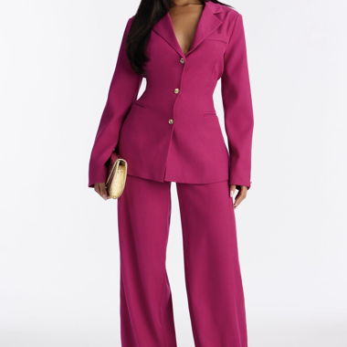 Pink blazer and trousers set