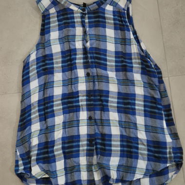 Checked Sleeveless Blouse