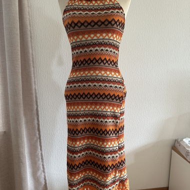 Orange Crochet Dress with Open Back