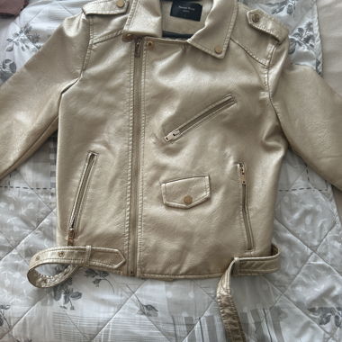 Veste biker en similicuir doré Naomi Keren