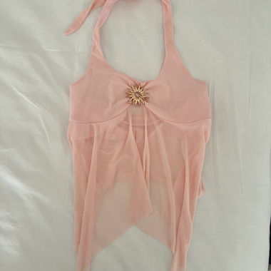 Sheer pink  flowy halter top