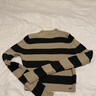 striped cropped mock turtle neck sweater