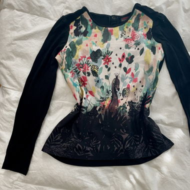  Desigual Long-Sleeve Top, Peacock & Floral Design