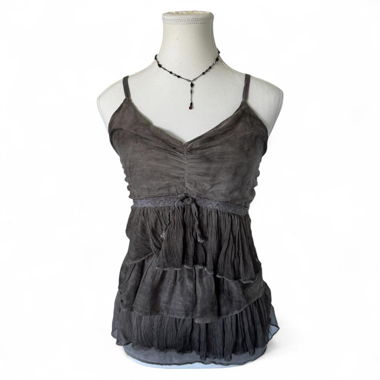 Vintage Fairy Ruffle Silk Cami Top (XS/S)