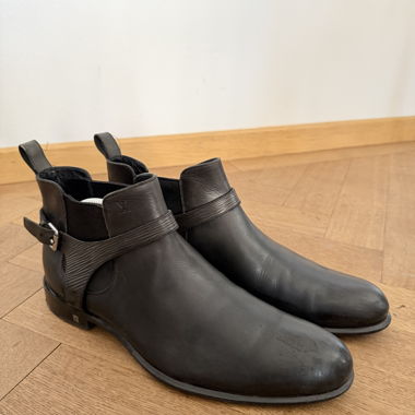 Black Louis Vuitton ankle boots with buckle