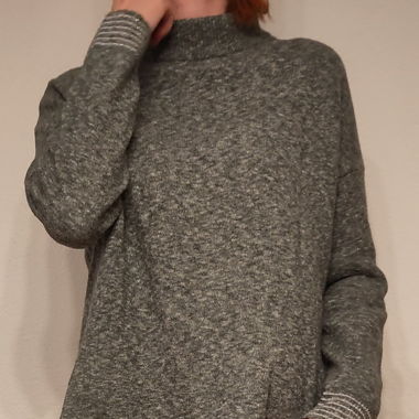 Strickpullover Stehkragen Grau meliert-Street one