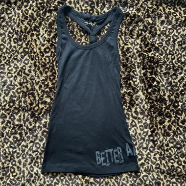 y2k mall goth desigual tank top w/ stencil print