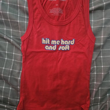Billie Eilish red “hit me hard and soft” tank
