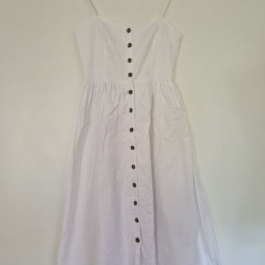 Robe blanche fluide lin mélangée 
