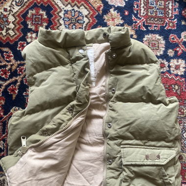 Vintage Ralph lauren vest, olive with fake fur 