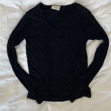 Top Maniche Lunghe Nera Con Pois Glitterati