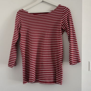 T-shirt à manches longues rayé avec manches 3/4