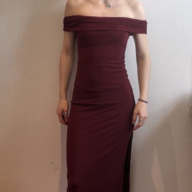 mesh maxi dress in red