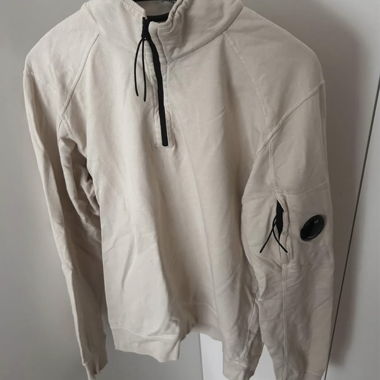 Felpa beige collo alto con zip