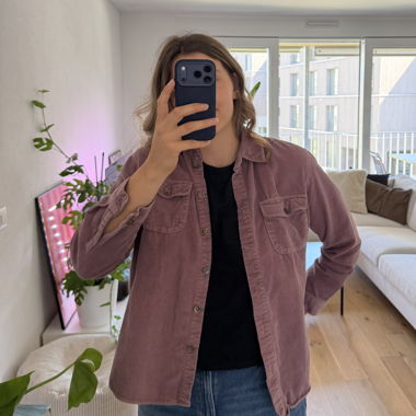 Camicia di velluto a coste rosa, taglia 42