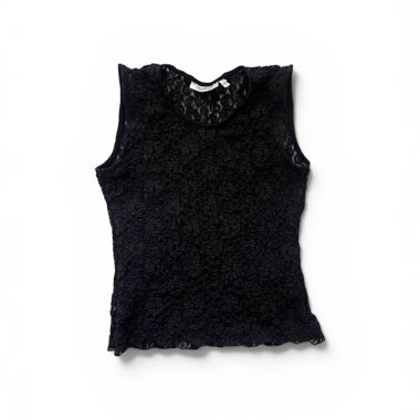 Top nero in pizzo senza maniche