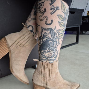 Bottes beige à talons 36