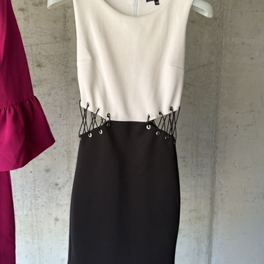 Black and Cream Sleeveless Dress
