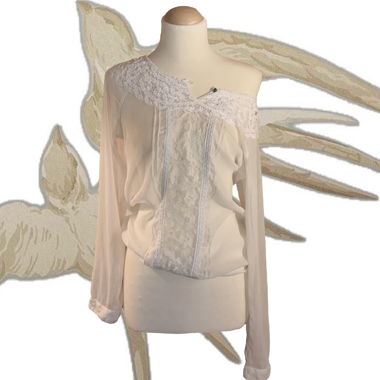 White Cotton Lace Romantic Blouse S/M