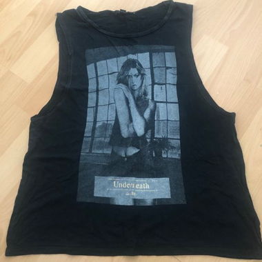 Schwarzes Tanktop mit Print Gr XS