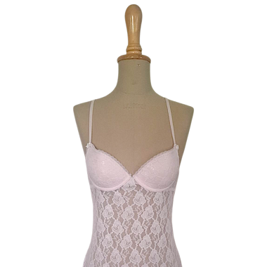 Delicate Pink Lace Lingerie Cami Dress,Size 36