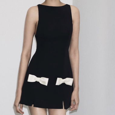Black dress with bows